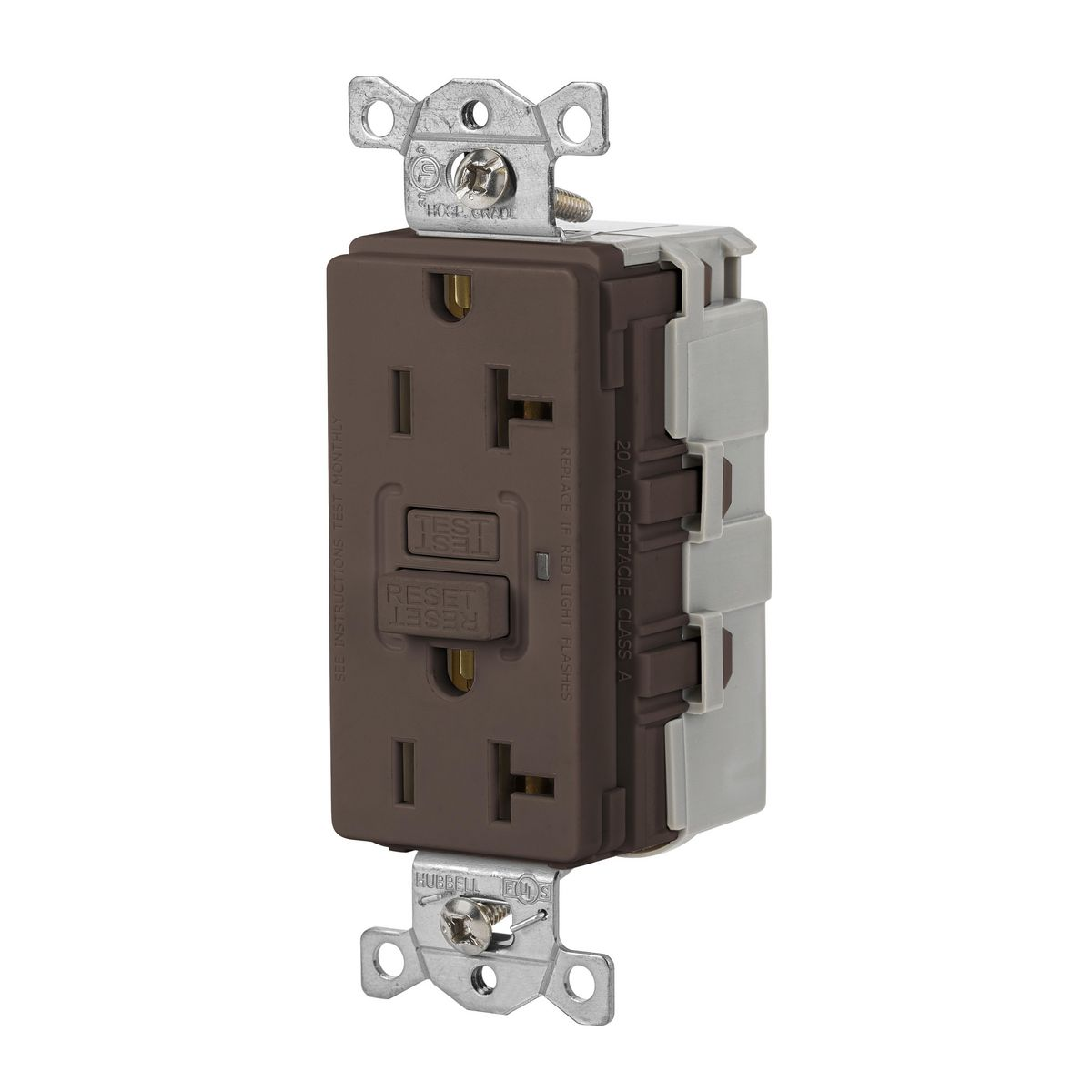 HUBBELL WIRING DEVICE-KELLEMS GFRST20SNAP Gfci Receptacle, 20A 125V, 2-P 3-W Grounding, 5-20R, Brown | AH9ABC 39EA67