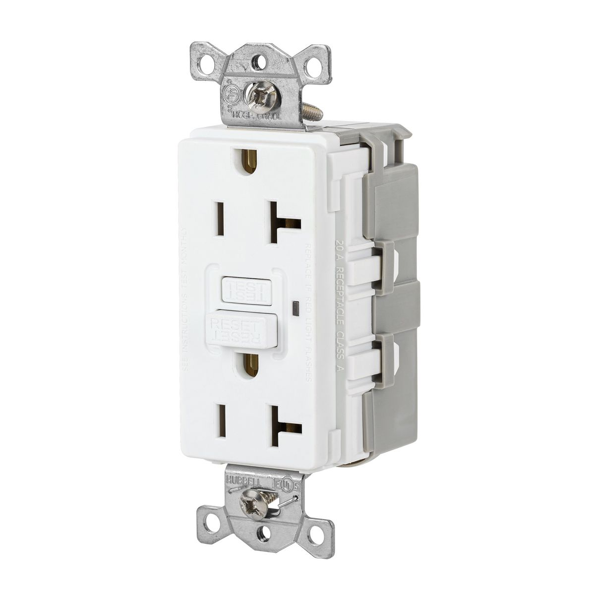 HUBBELL WIRING DEVICE-KELLEMS GFRST20SNAPW Gfci Receptacle, 20A 125V, 2-P 3-W Grounding, 5-20R, White | AH9ABD 39EA68