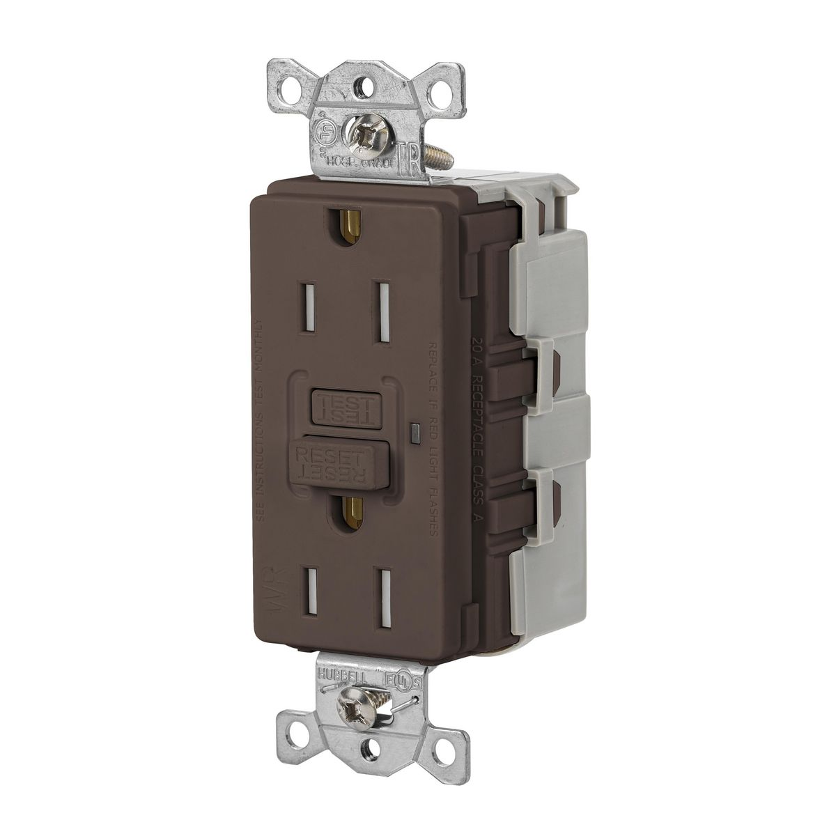 HUBBELL WIRING DEVICE-KELLEMS GFTWRST15SNAP GFCI Receptacle, Commercial, Decorator Duplex, Flush Mount, 15A | BD4JYE 45UE28