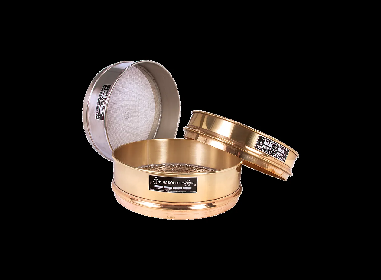 Sieve, 12 Inch Diameter, Brass Frame, Brass Mesh, 600, Full height