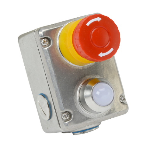 Emergency Stop Control Station, 316 Stainless Steel, Single Pushbutton, Mushroom, Red