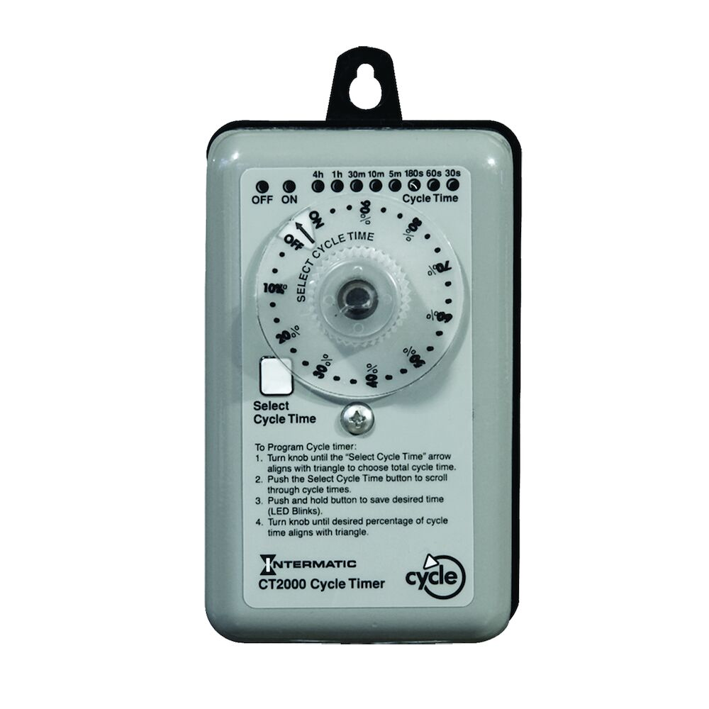 INTERMATIC CT2000 Percentage Cycle Time Switch, SPST, 20 A, 120/240 V | AE9KQL 6KFG5