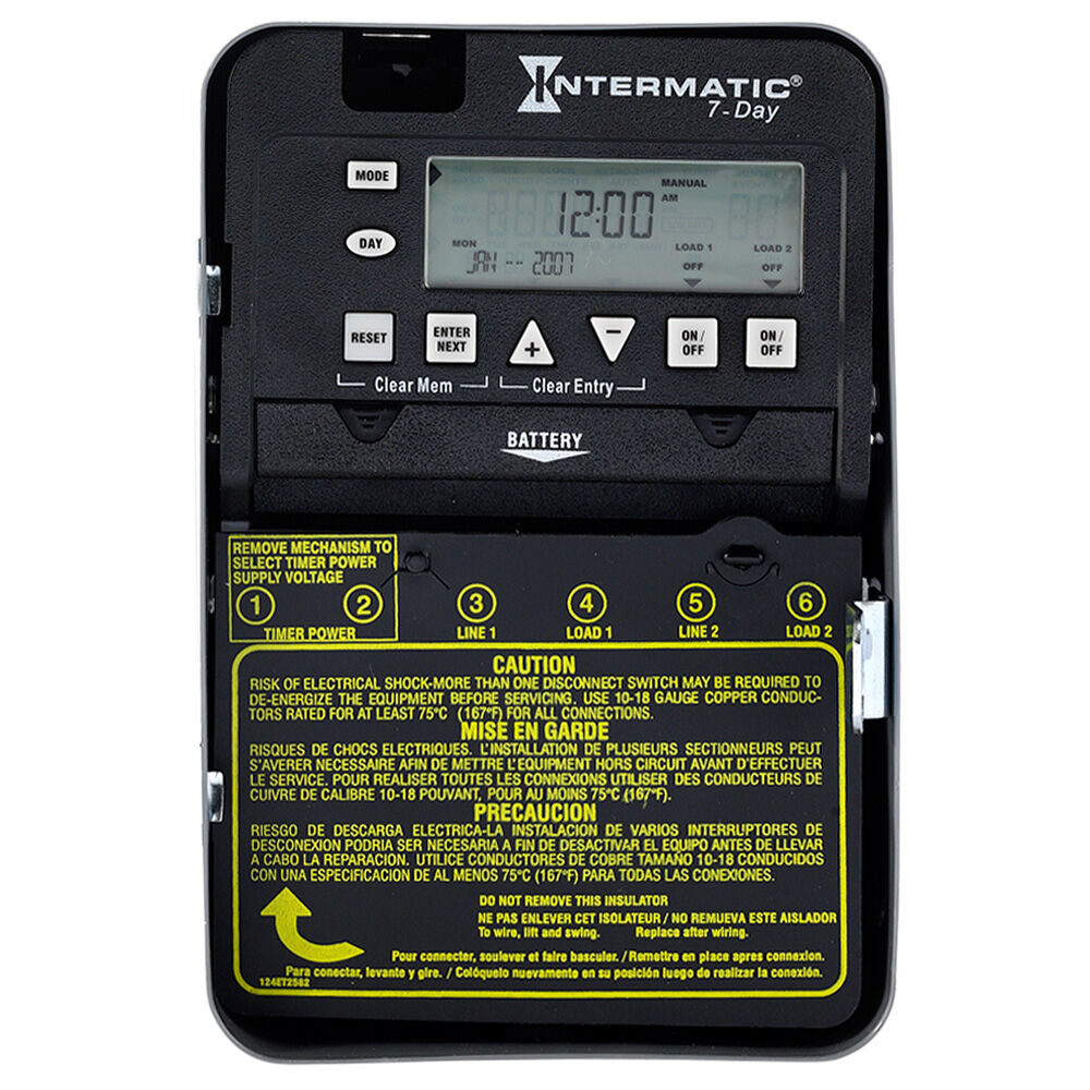 INTERMATIC ET1725C 7-Day Electronic Timer, SPST, 30 A, Type 1 Steel | AC9DXW 3FXA2