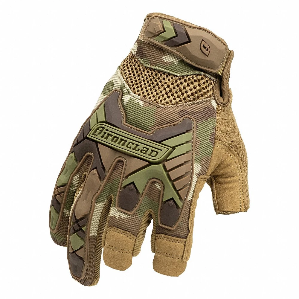 Tactical Trigger Gloves, L, Camouflage, Synthetic Suede, ANSI/ISEA Cut Level A1, 1 Pair