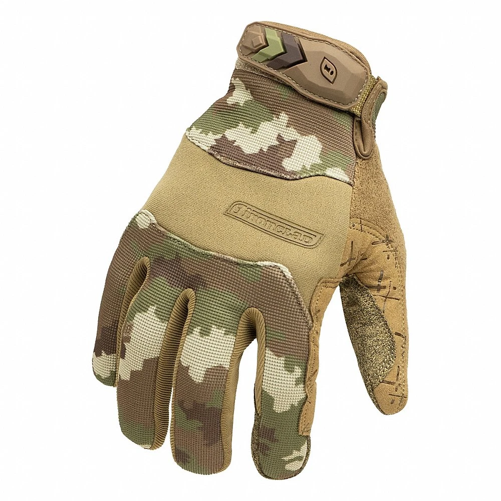 Tactical Pro Gloves, L, Camouflage, Synthetic Suede, ANSI/ISEA Cut Level A1, 1 Pair