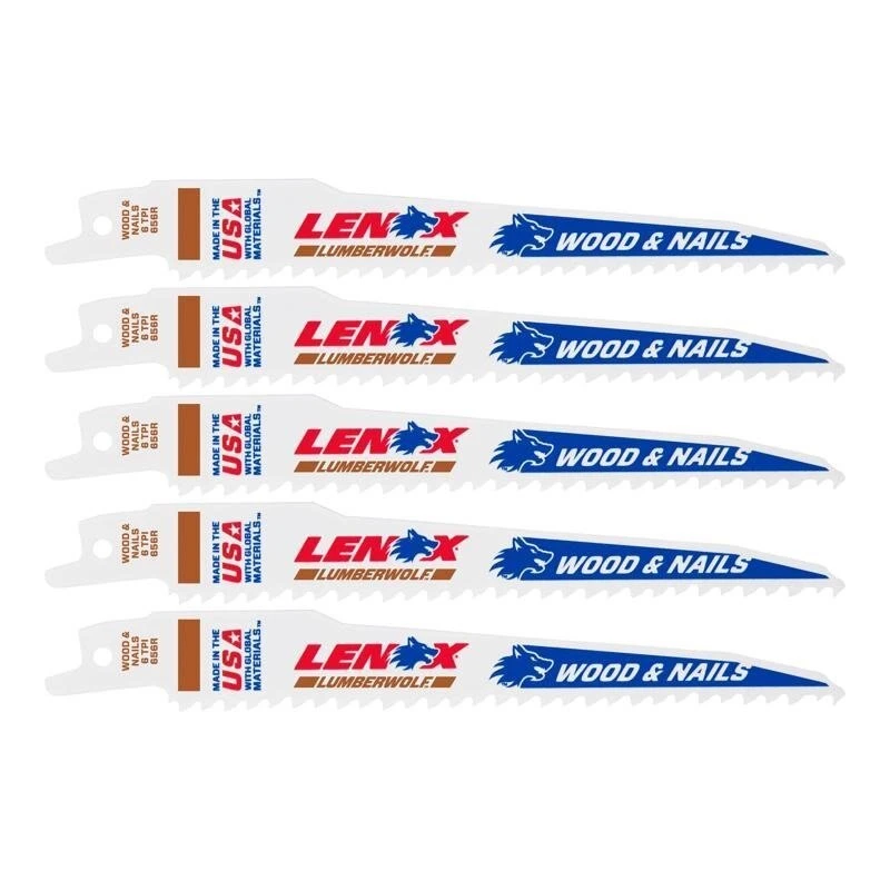 LENOX LUMBERWOLF 6 Inch Bi-Metal Reciprocating Saw Blade 6 TPI, 5PK