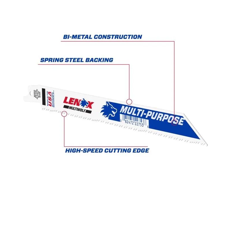 LENOX MULTIWOLF 8 Inch Bi-Metal WAVE EDGE Reciprocating Saw Blade 10 TPI 1 blade