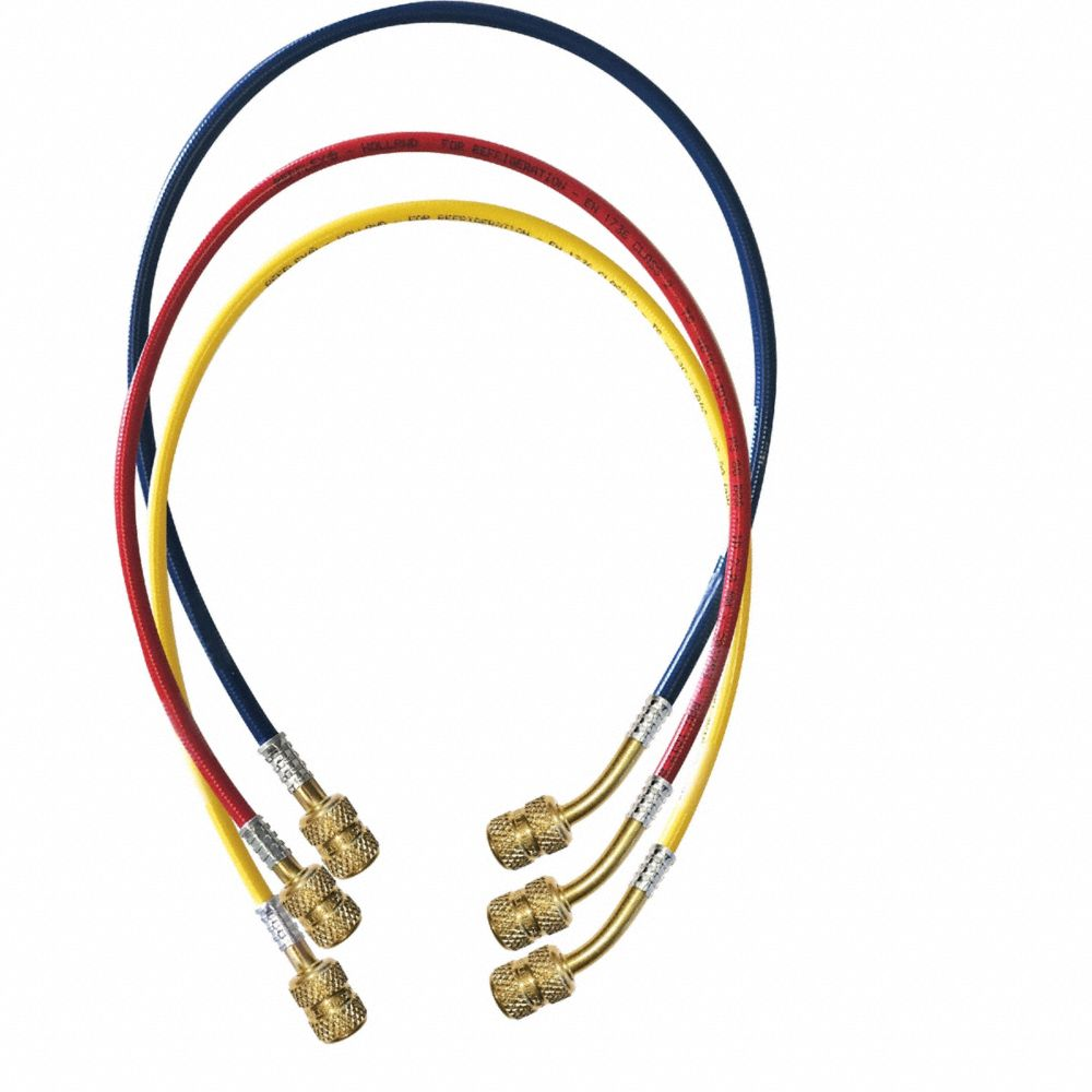 Hose Set, 18 Inch Lg, 45 Deg Angle, Blue/Red/Yellow, Polyamide, 3 Hose