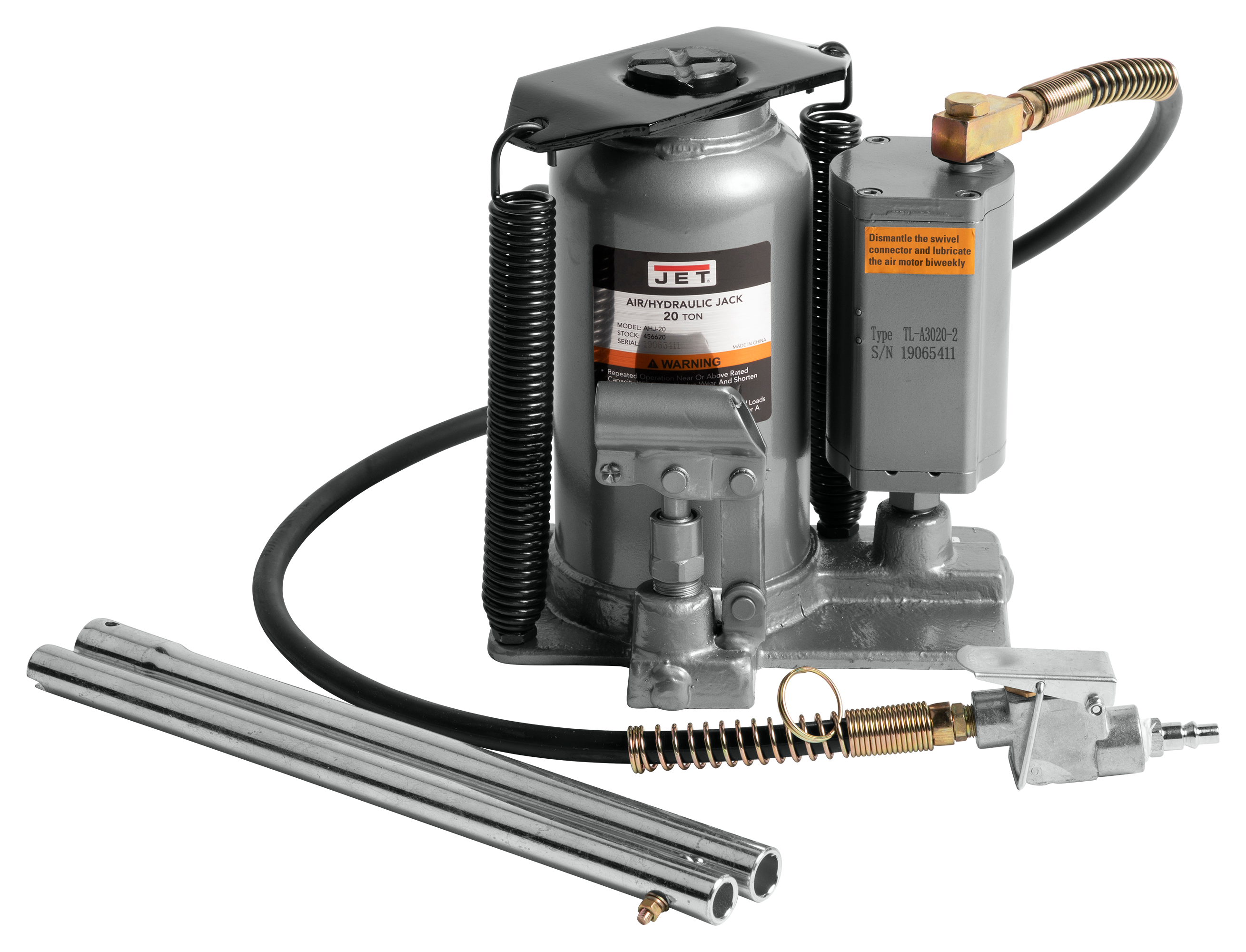 Air/Hydraulic Bottle Jack, 20 Ton Capacity