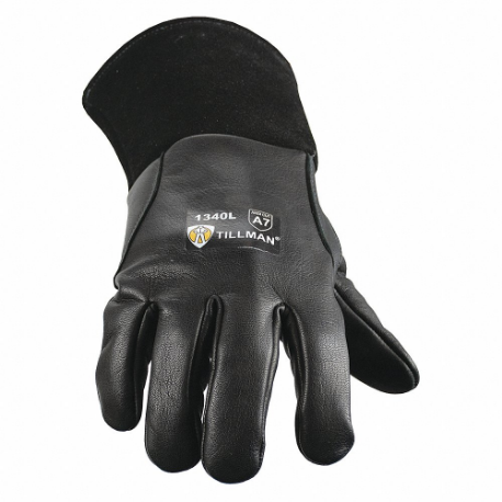 Γάντια, ίσιος αντίχειρας, ίσια μανσέτα, Premium, μαύρο δέρμα κατσίκας, Tillman 1340, μέγεθος γαντιού L