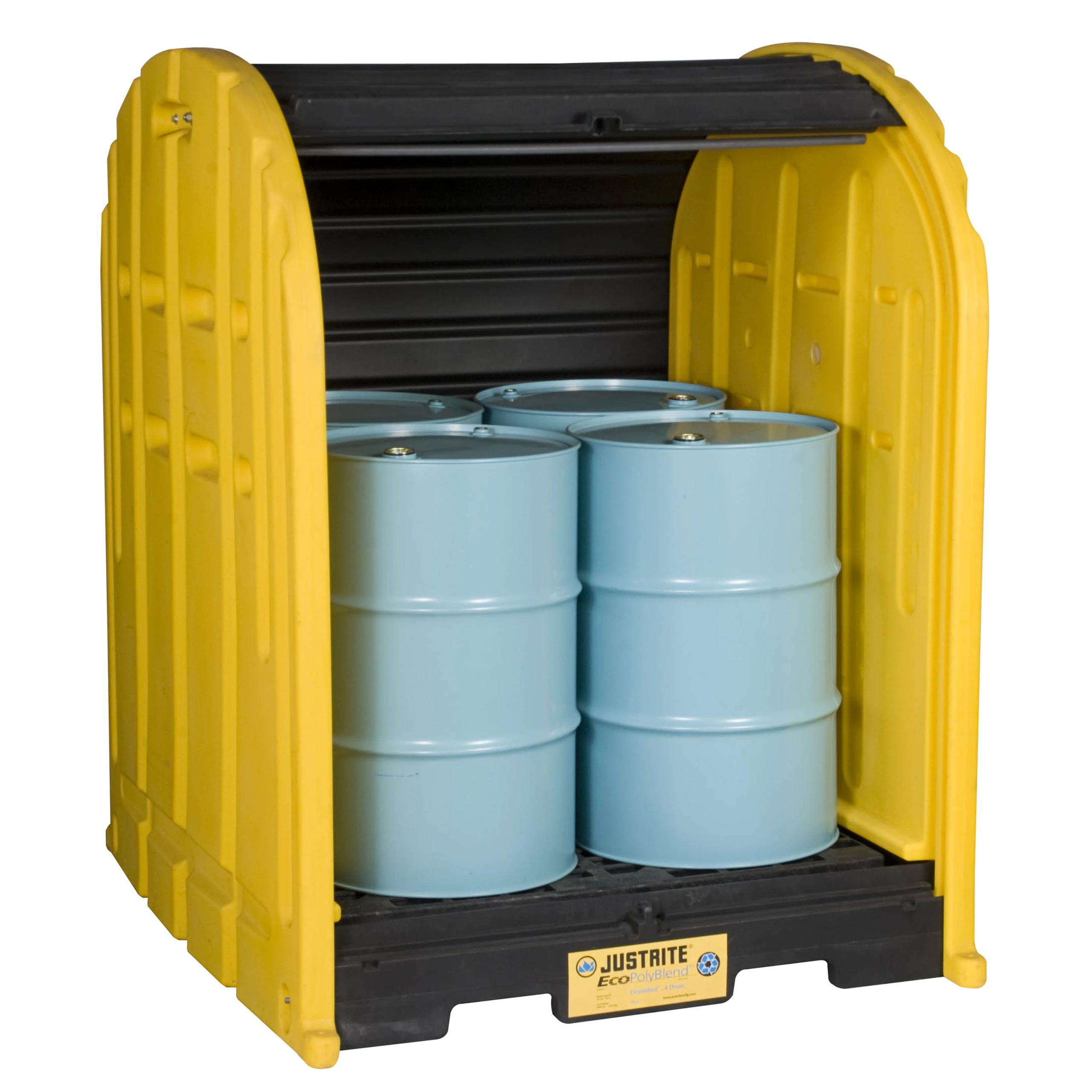 JUSTRITE 28676 Drum Shed With Rolltop Doors, Black/yellow | AE4MFV JEN28676YL