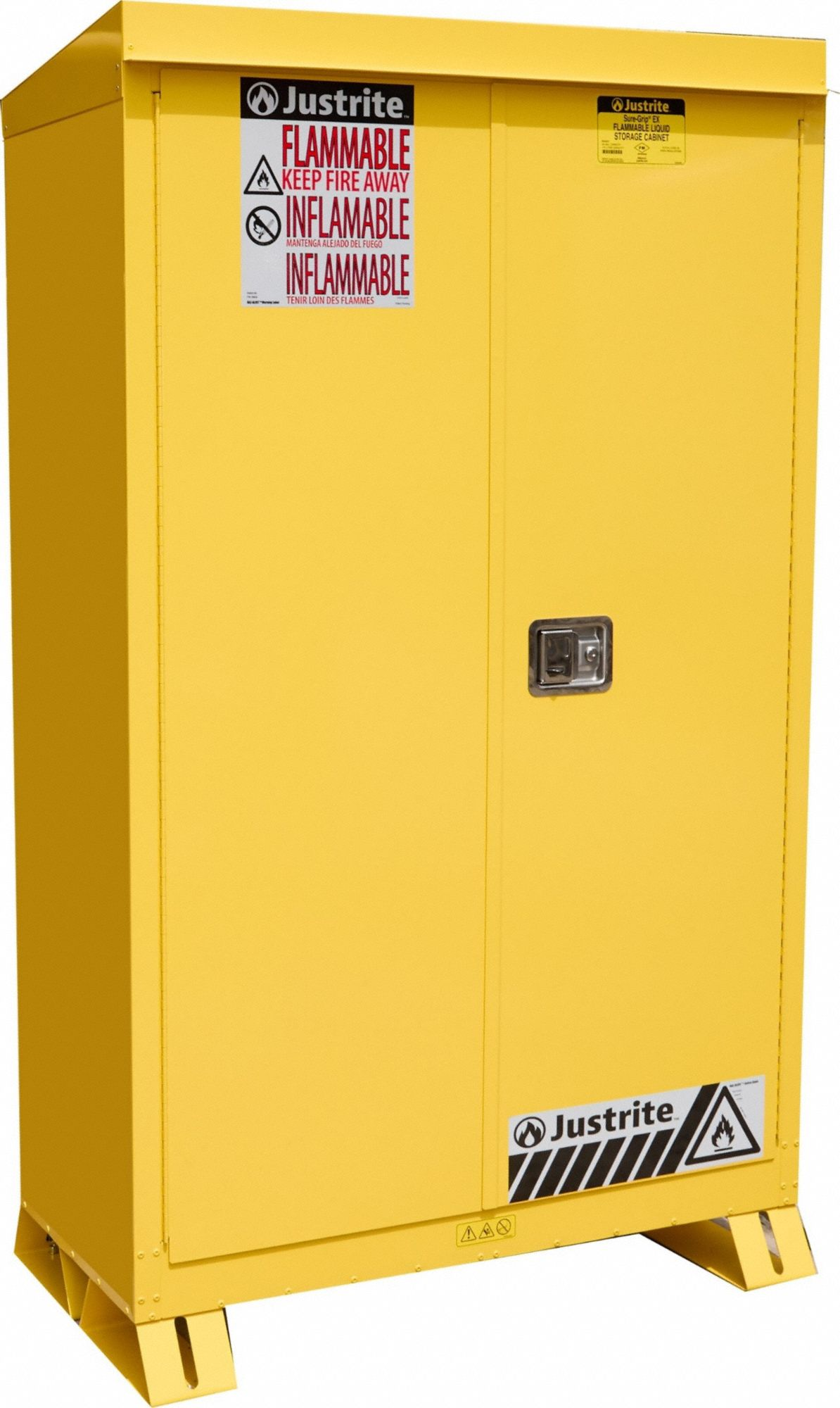 Hazardous Material Storage Cabinet, Standard with Legs, 45 gal, 43 x 18 x 65 Inch, Yellow