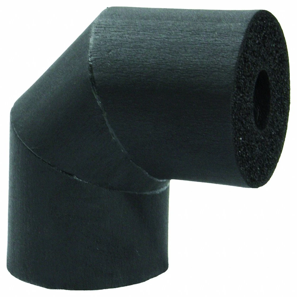 Pipe Fitting Insulation, 90 Deg Elbow, Buna-N Rubber, Unslit, 1 x 3 1/2 Inch, 6.1 R-Value