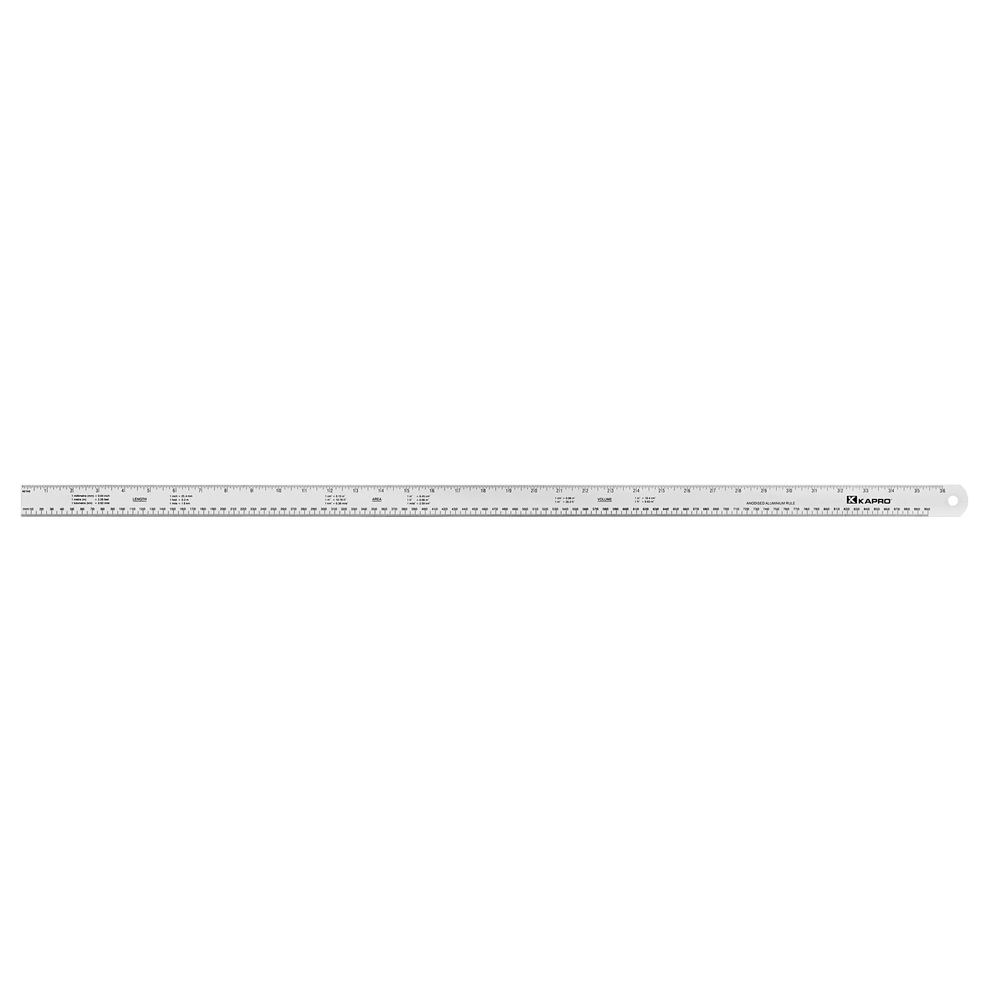 306 Aluminum Ruler w/Conversion Tables-1/16 And mm 36 Inch