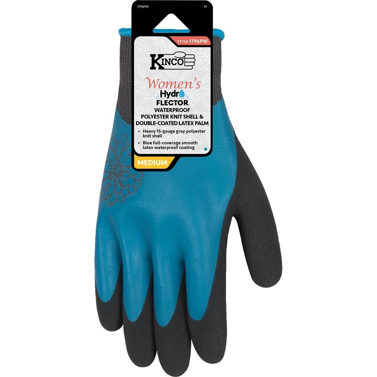 Kinco Women Feets HydroFlector Waterproof Knit Shell And Double-Coated Latex Palm Gloves, 2PK