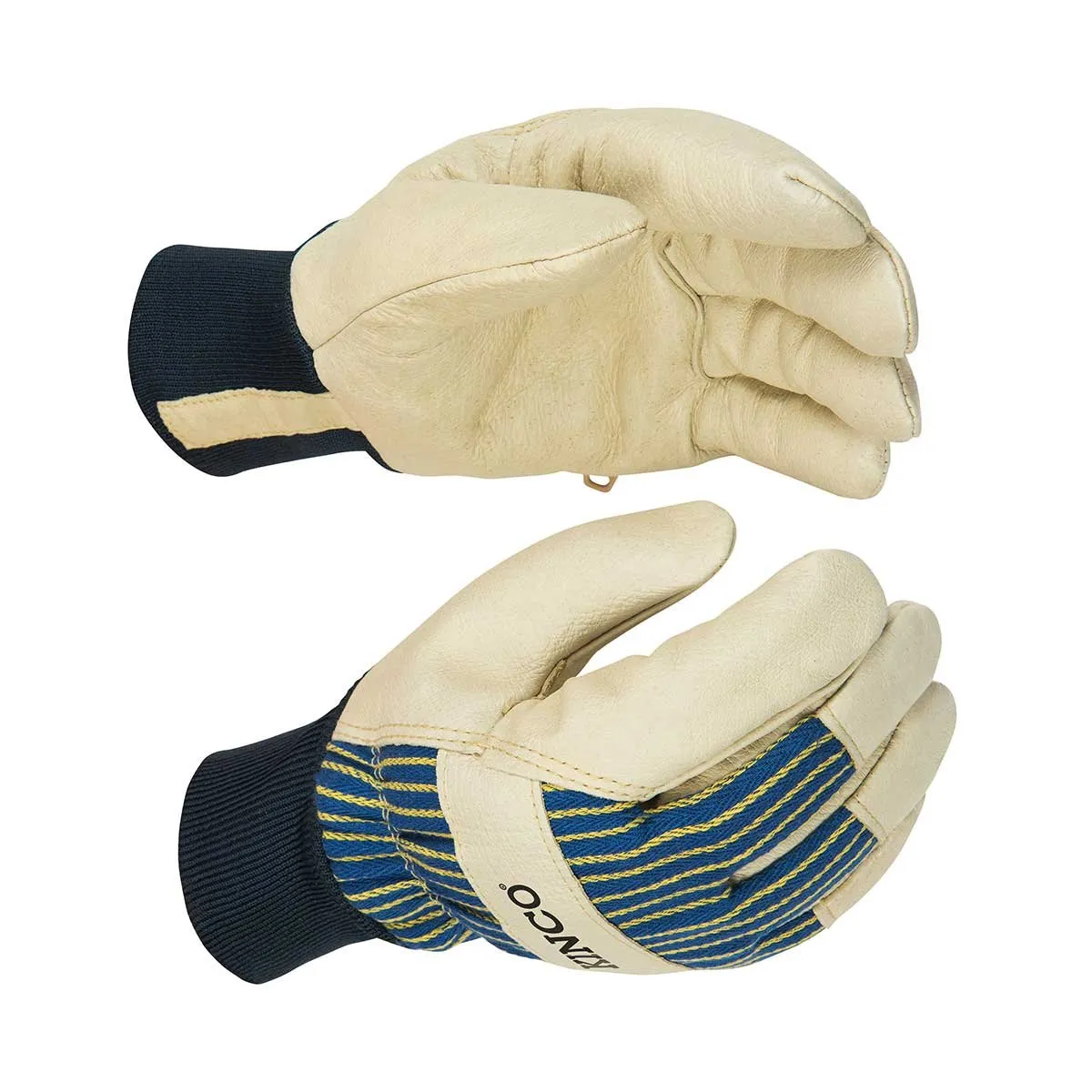 Kinco Lined Grain Pigskin Palm Gloves with Knit Wrist, 2PK