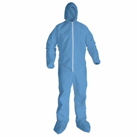 FR Coverall With Hood and Socks, Serged Seam, Blue, L, 25 PK