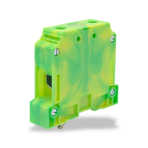 KONNECT-IT KN-G1/0 Grounding Terminal Block, Green And Yellow, 35mm Din Rail Mount, Pack Of 10 | CV8CXW