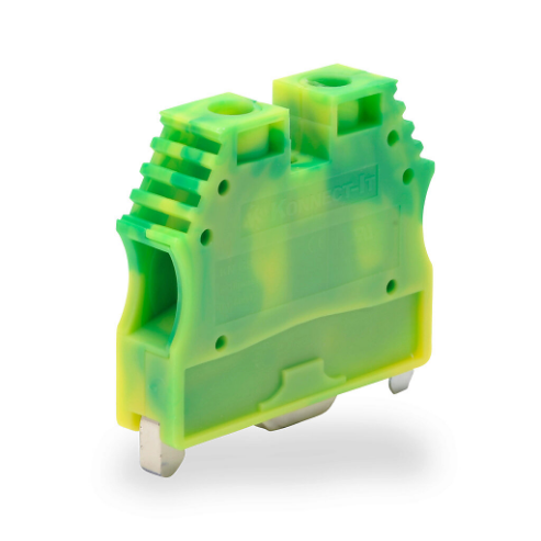 KONNECT-IT KN-G8-10 Grounding Terminal Block, Green And Yellow, 35mm Din Rail Mount, Pack Of 10 | CV8CYM