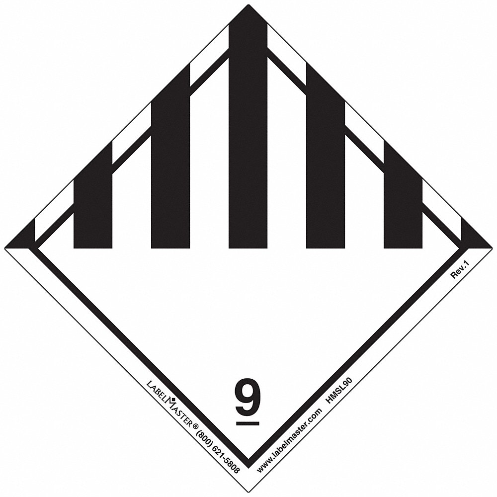 LABELMASTER HMSL90 Misc Dangerous Goods Label 100mmH White/Black | AH6GQB 35ZJ58