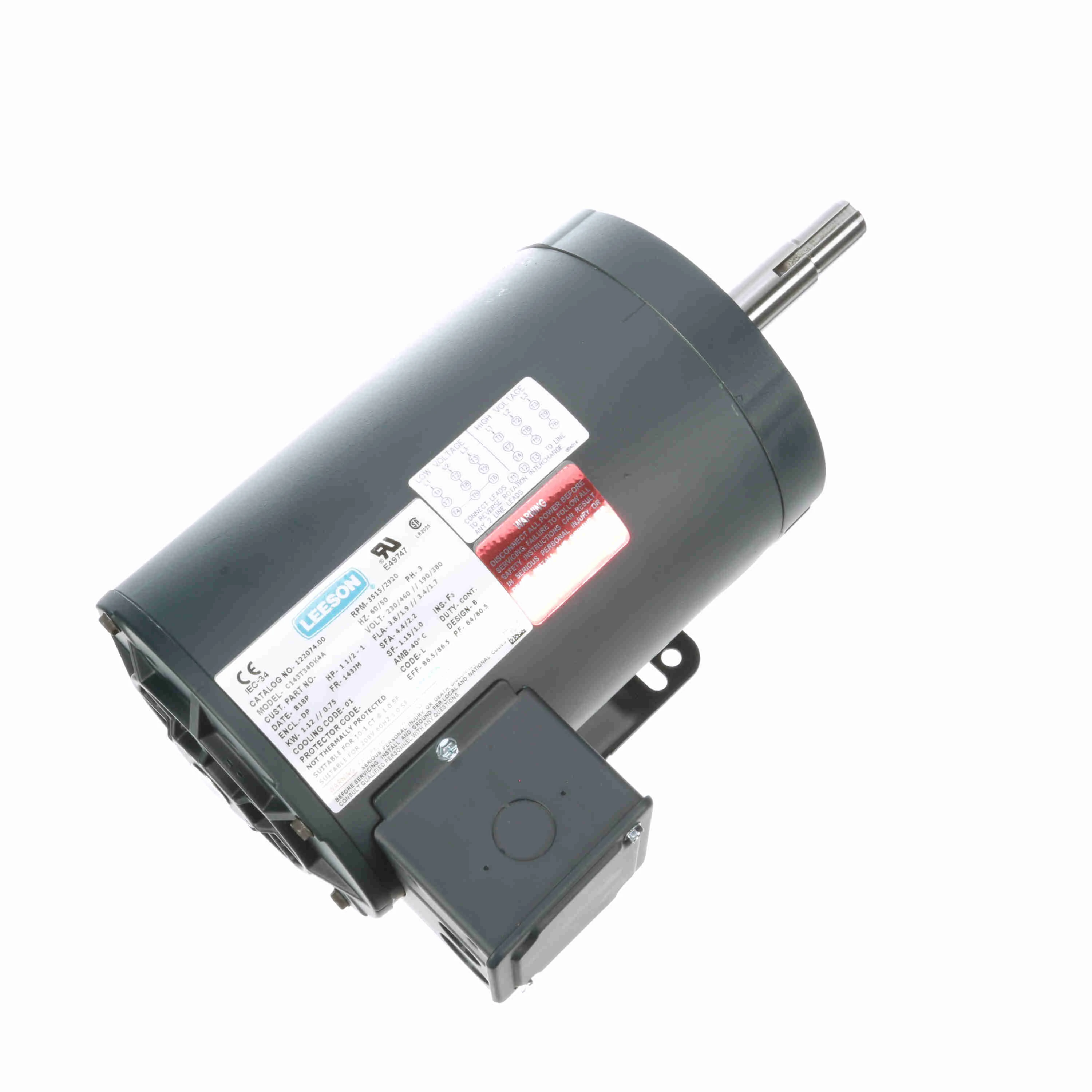 Close-Coupled Pump Motor, 1.50 And 1 HP, 60 And 50 Hz, 3600 And 3000 RPM