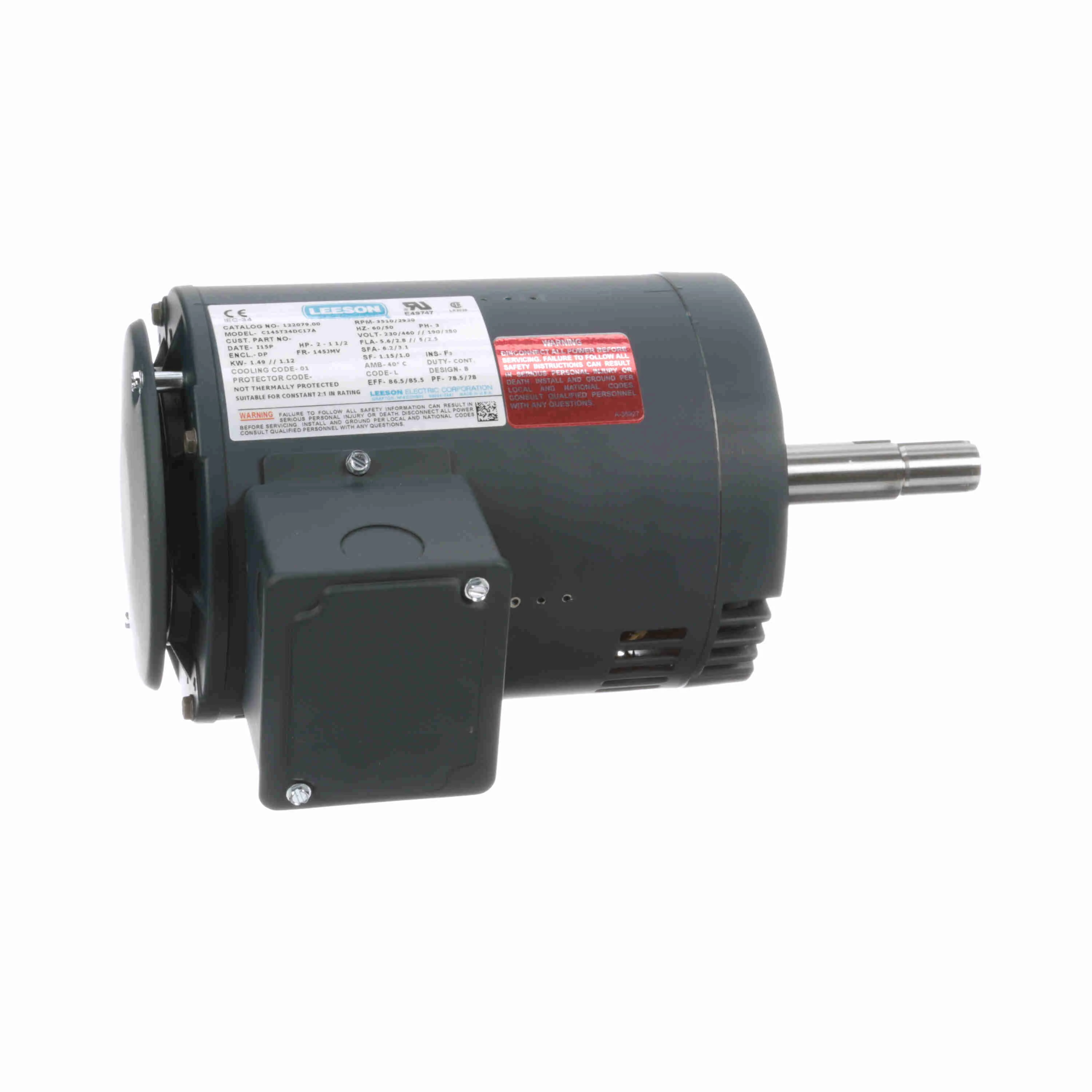 Close-Coupled Pump Motor, 2 And 1.50 HP, 60 And 50 Hz, 3600 And 3000 RPM
