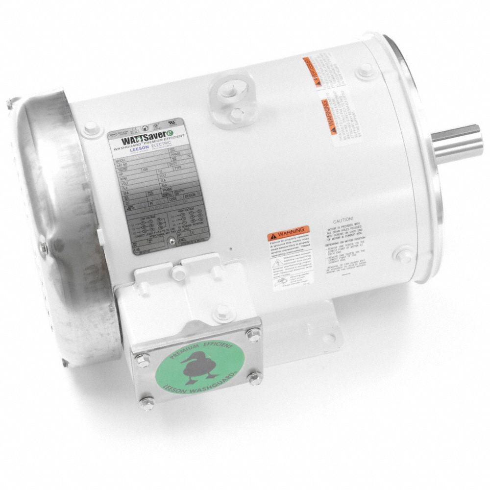 Washdown Motor, 3-Phase, 5 HP, 1, 760 Nameplate RPM, 230/460V AC, 184TC, 132201.00, Ball