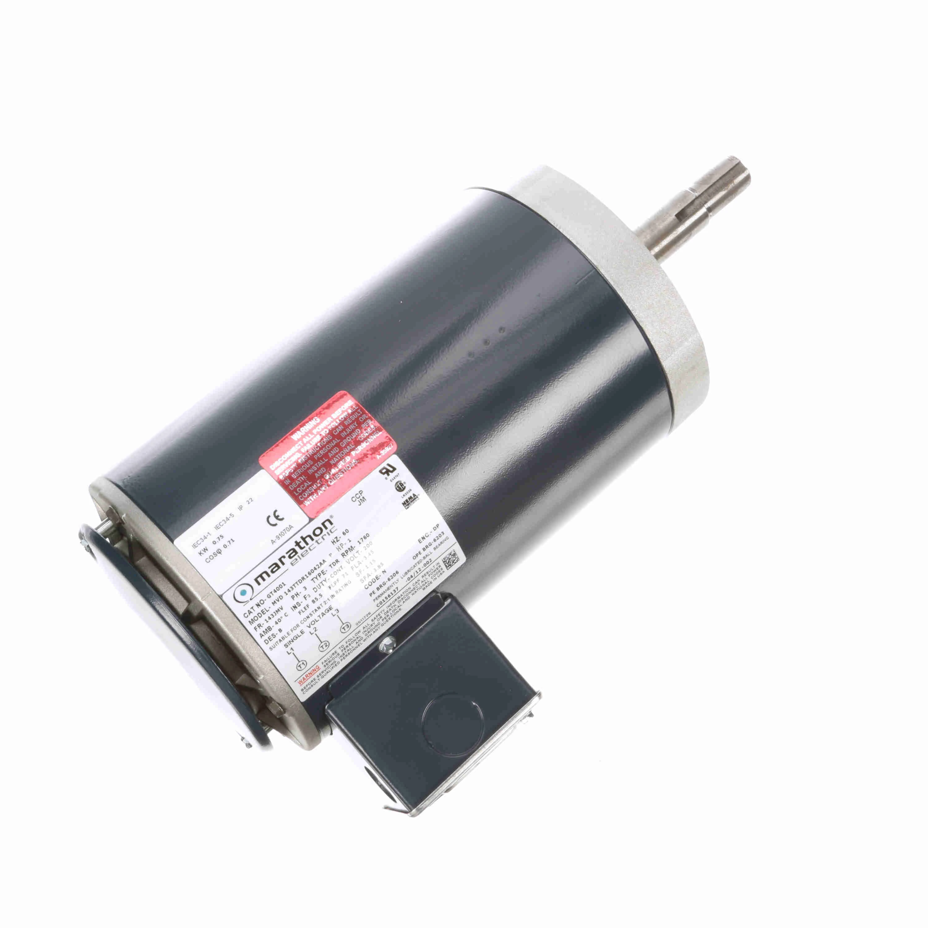 Moteur de pompe à couplage étroit, 1 HP, 3 phase, 60 Hz, 200 V, 1800 XNUMX tr/min
