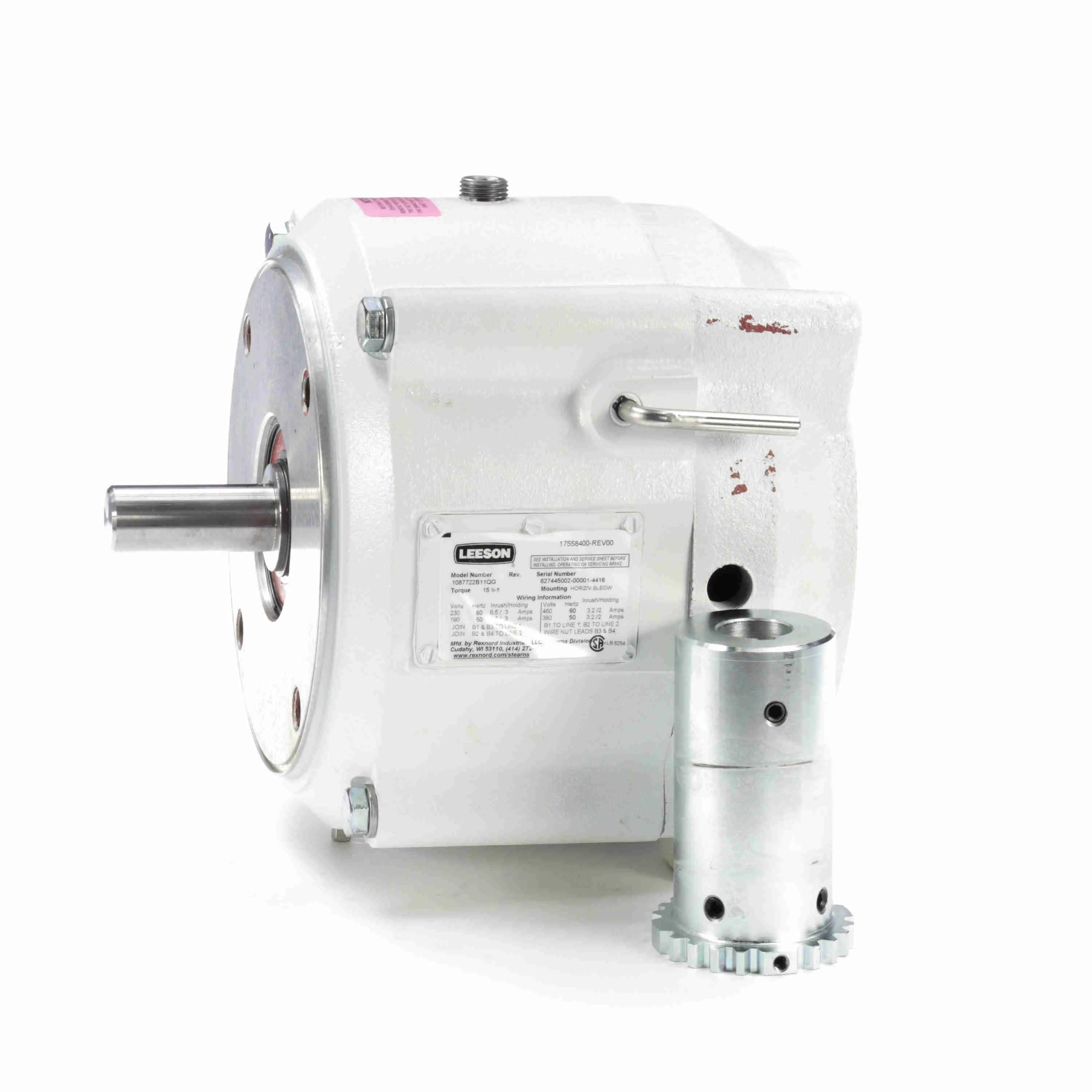 Coupler Brake, 15 Lb-Ft, 182-4TC/213-5TC NEMA 4X Frame, 230/460V, 1PH, Aluminum/Iron