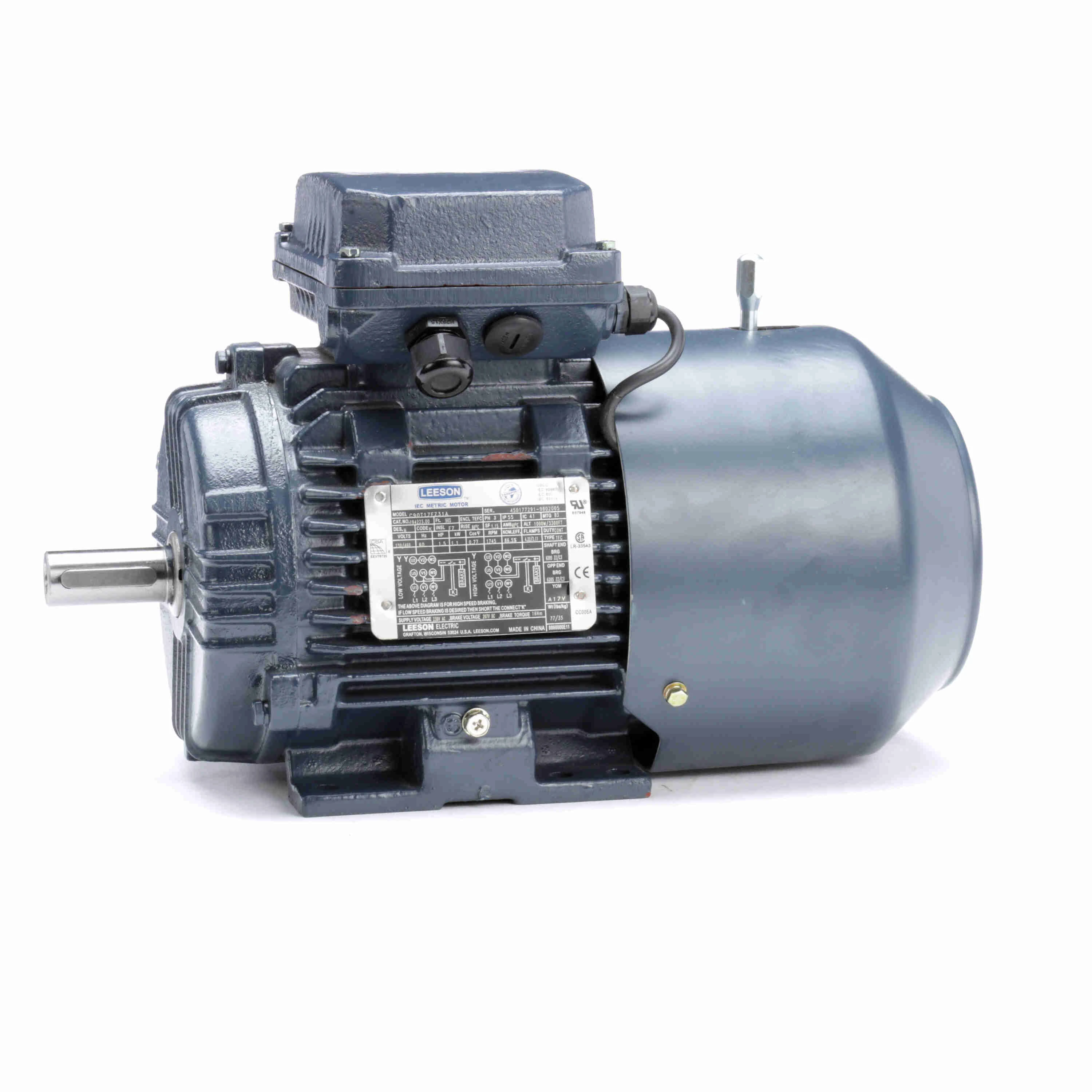 Brake Motor, 1.5HP, 1800 RPM, 230/460V, 3Phase
