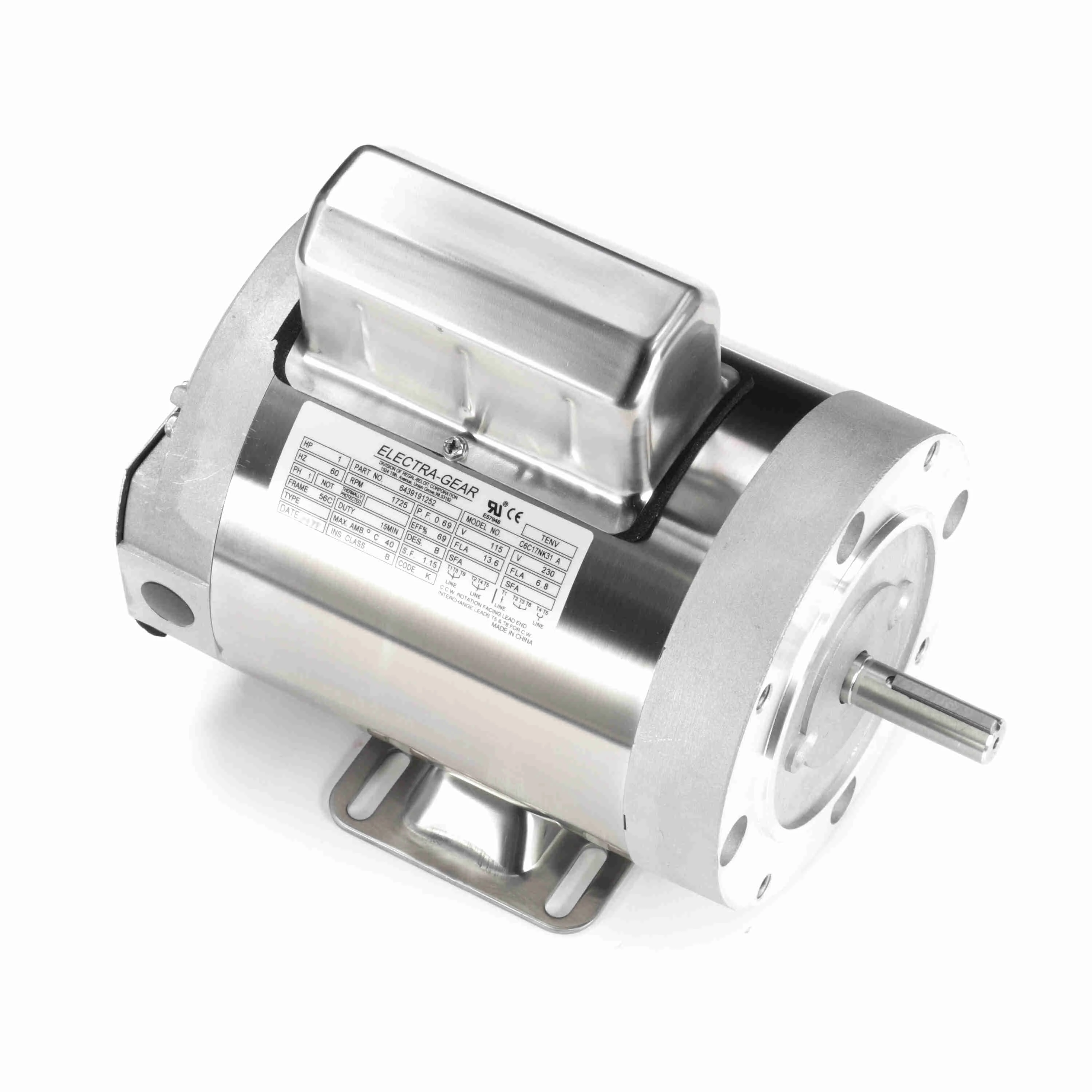 Boat Hoist Motor, 1 HP, 60 Hz, 115/230V, 1800 RPM