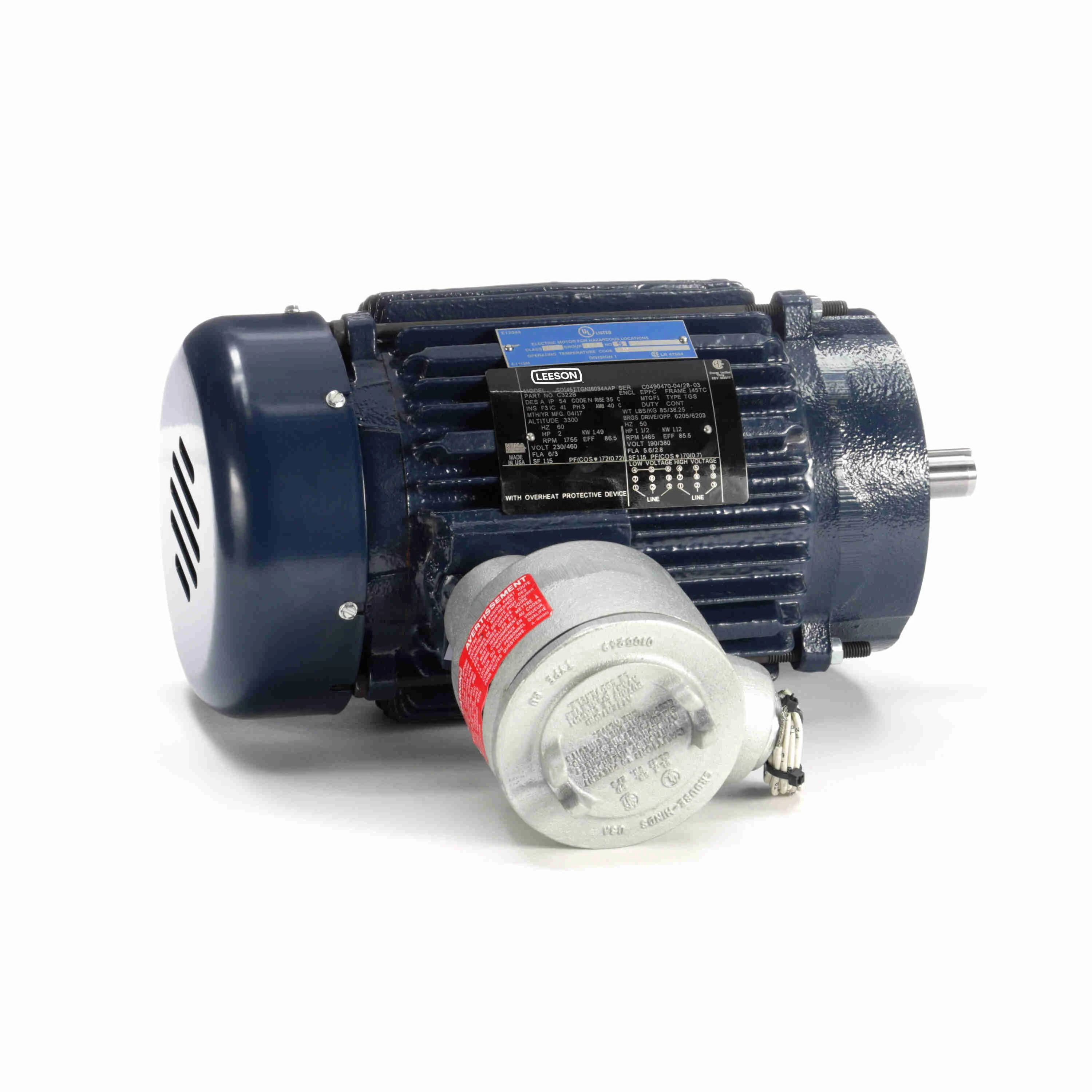 Explosion Proof Chem Duty Motor, 2HP, 1755 RPM, 3Phase