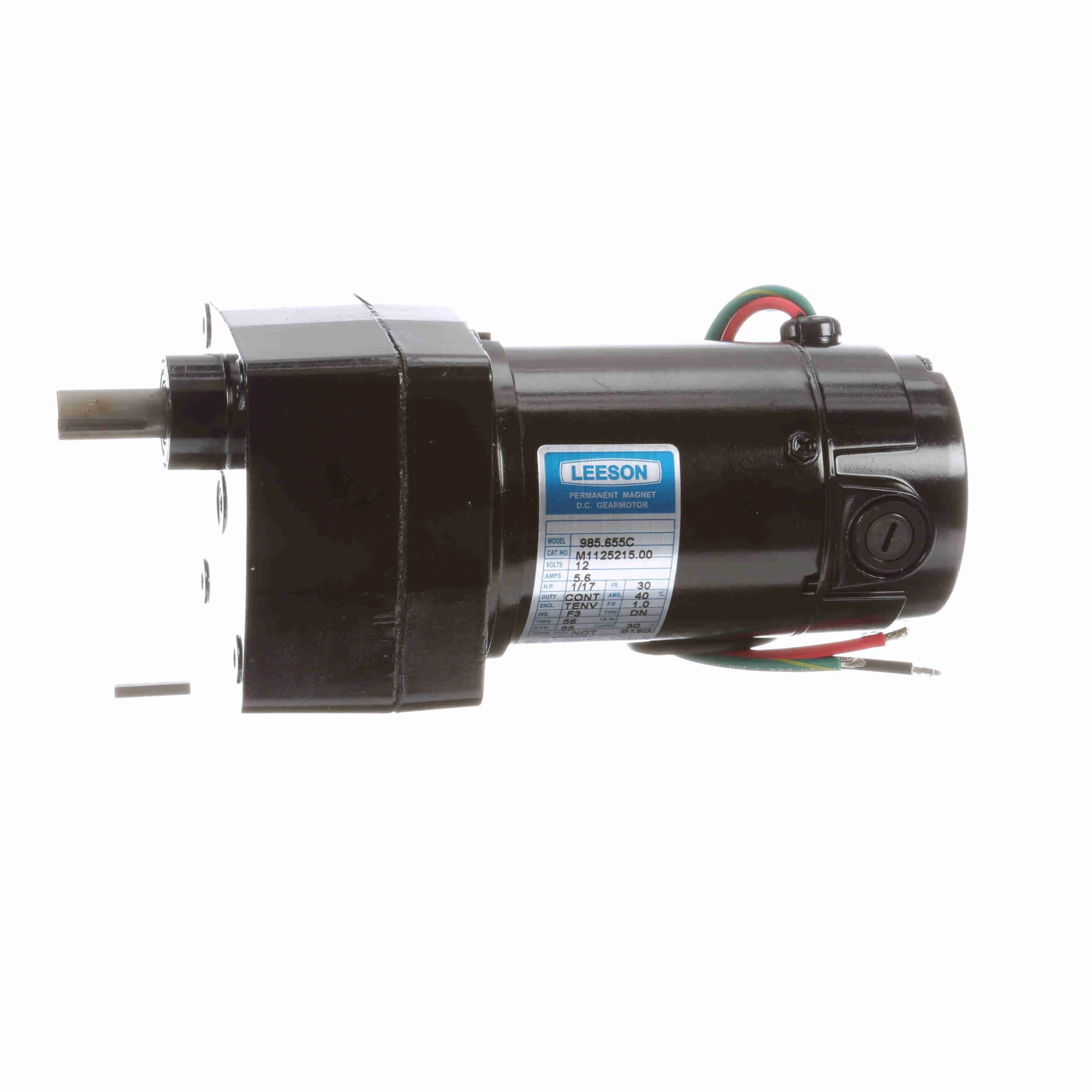 Parallel Gearmotor, 1/17HP, 55 RPM, 12Vdc