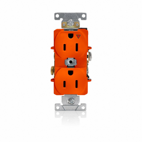 LEVITON 5262-IG Receptacle, Duplex, 5-15R, 125V AC, 15 A, 2 Poles, Orange, Screw Terminals | CR9HTN 792TL4