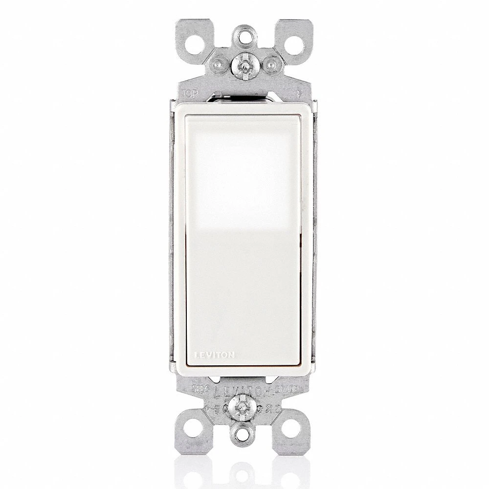 Wall Rocker Switch, 3-Way, White, 15 A, Screw Terminals