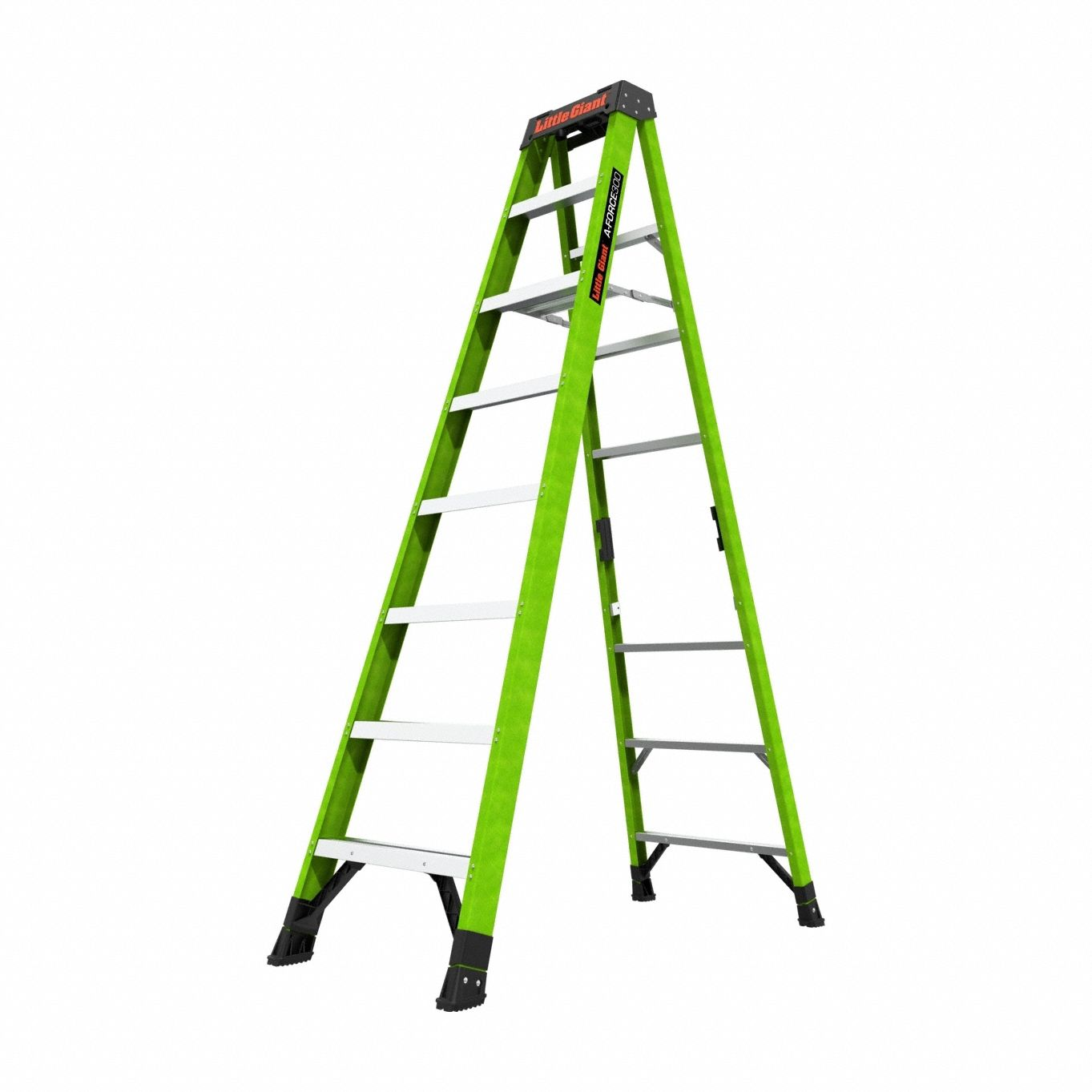 Stepladder, 8 ft Ladder Size, Fiberglass, 300 lb Load Capacity, 32 lb Weight