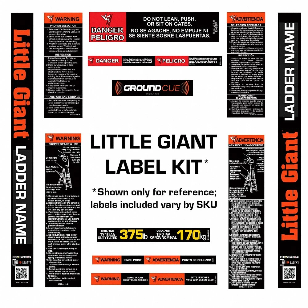 LITTLE GIANT Equipment and Safety Labels