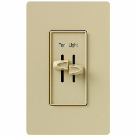 LUTRON S2-LFSQ-IV Fan and Light Control, 1.5 A, 120V, Ivory, Ivory, Fan and Light Control | CR9TAY 5PWK4
