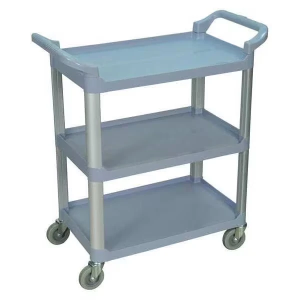 Polypropylene Shelf/Aluminum Upright Serving Cart, 3 Shelves, 3 Shelves, 200 lb
