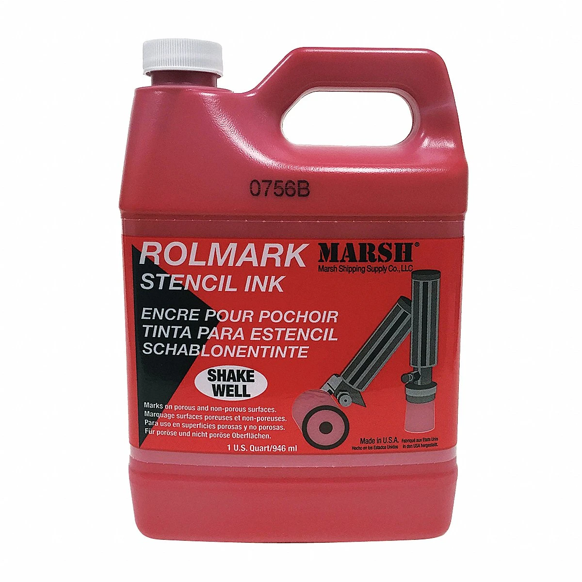 Stencil Ink, Red, 1 qt Container Size, Water Resistant