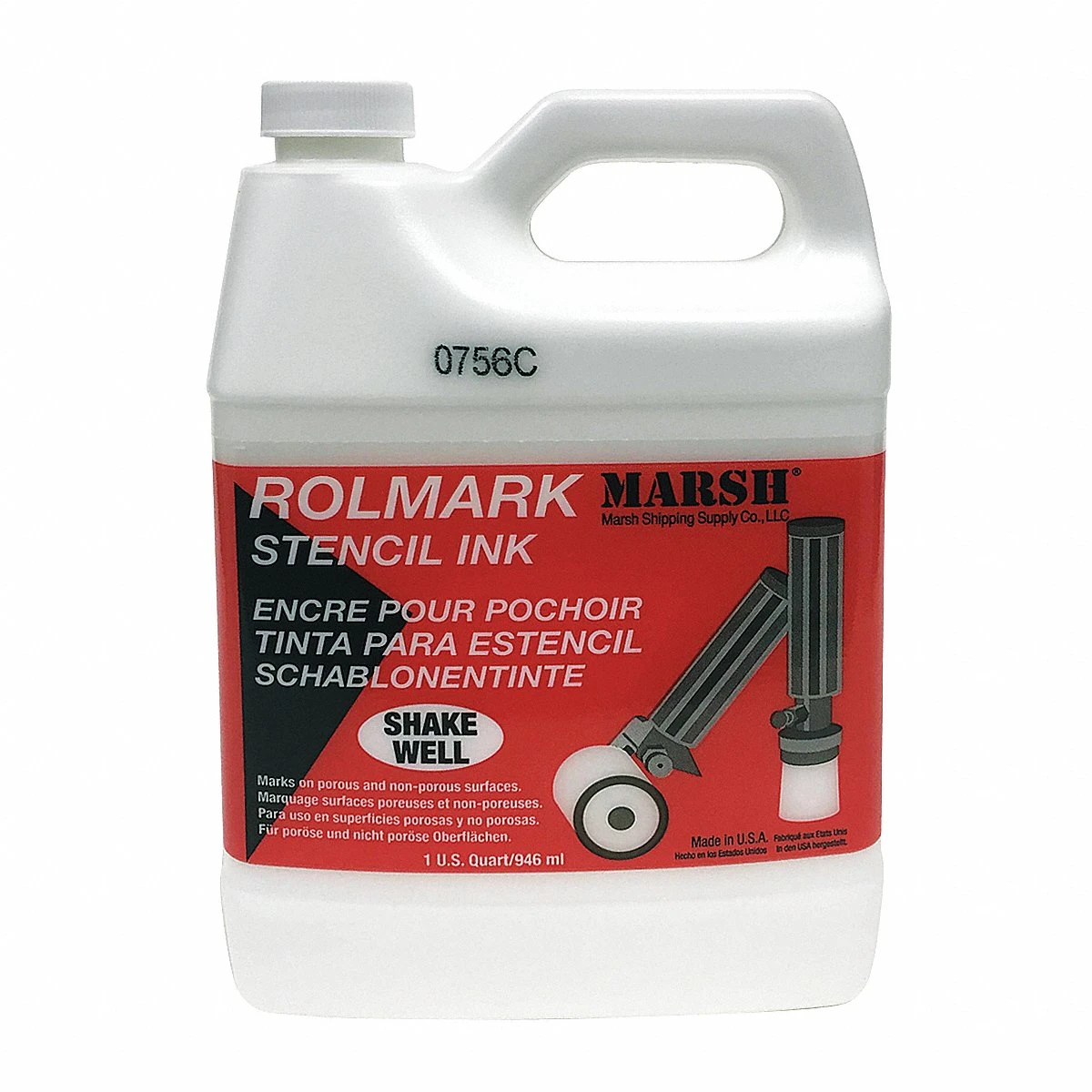 Stencil Ink, White, 1 qt Container Size, Water Resistant