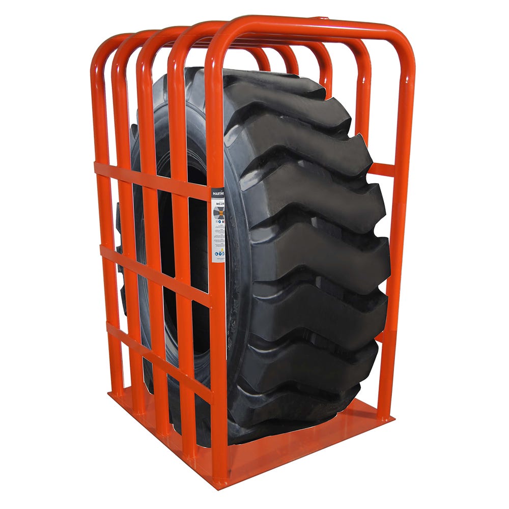 MARTINS INDUSTRIES MIC-OTR Cage de gonflage des pneus, taille 41 x 39 x 66  pouces, 5 barres, acier, orange