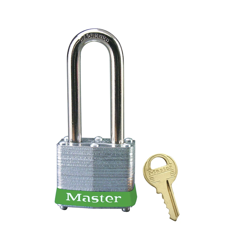 MASTER LOCK 3KALHGRN Laminated Steel Safety Padlock, 1 9/16 Inch Wide, 2Inch Tall Shackle, Keyed Alike, Green | CM7TEM