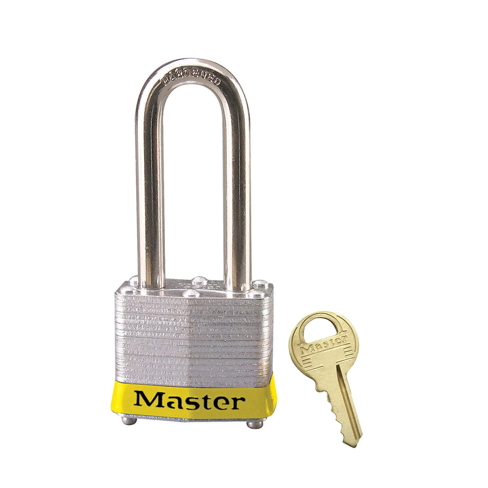 MASTER LOCK 3KALHYLW Laminated Steel Safety Padlock, 1 9/16 Inch Wide, 2Inch Tall Shackle, Keyed Alike, Yellow | CM7TEJ