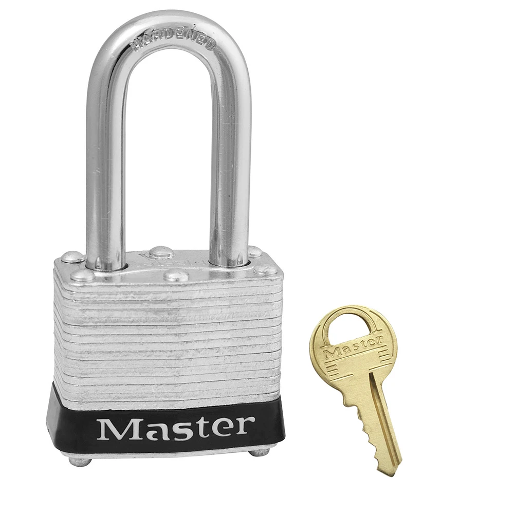 MASTER LOCK 3LFBLK Laminated Steel Safety Padlock, 1 9/16 Inch Wide, 1 1/2Inch Tall Shackle, Keyed Different, Black | CM7TDJ