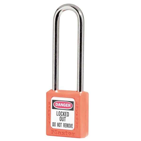 MASTER LOCK 410KAMKLTORJ Thermoplastic Safety Padlock With Master Key, 3 Inch Tall Shackle, Keyed Alike, Orange | CM7RYR