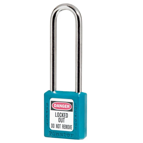 MASTER LOCK 410KAMKLTTEAL Thermoplastic Safety Padlock With Master Key, 3 Inch Tall Shackle, Keyed Alike, Teal | CM7RYU
