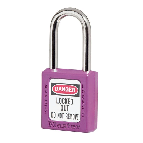 MASTER LOCK 410KAMKPRP Thermoplastic Safety Padlock With Master Key, 1 1/2 Inch Wide, 1 1/2 Inch Tall Shackle, Key Retaining, Purple | CM7RXH