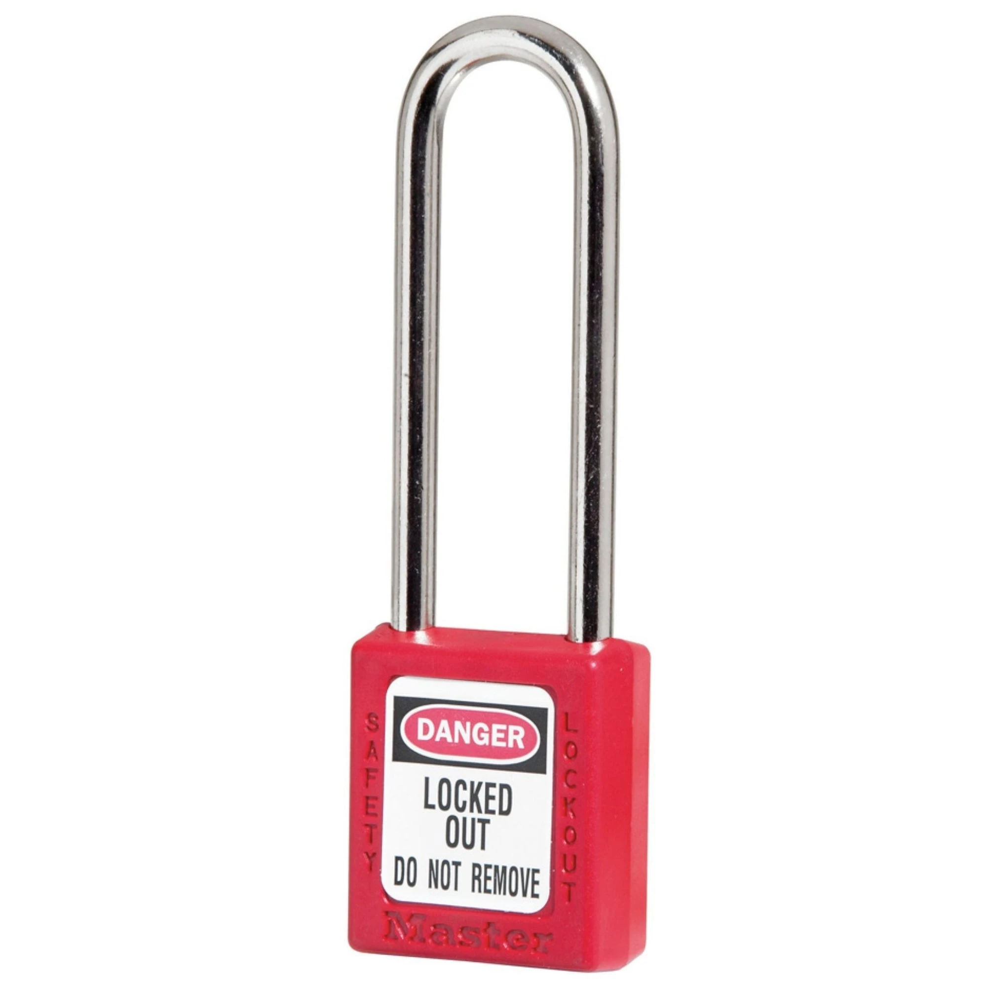 MASTER LOCK 410LTRED Thermoplastic Safety Padlock, 1 1/2 Inch Wide, 3 Inch Tall Shackle, Keyed Different, Red | CM7RXP