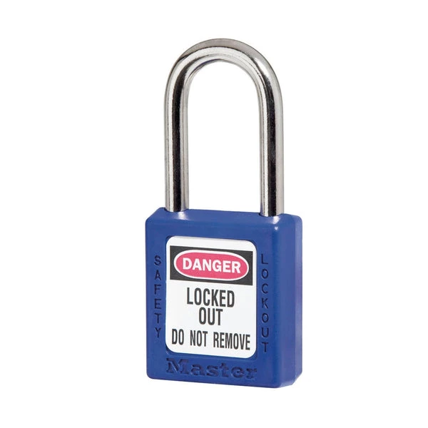 MASTER LOCK 410MKBLU Thermoplastic Safety Padlock With Master Key, 1 1/2 Inch Wide, 1 1/2 Inch Tall Shackle, Keyed Alike, Blue | CM7RXE